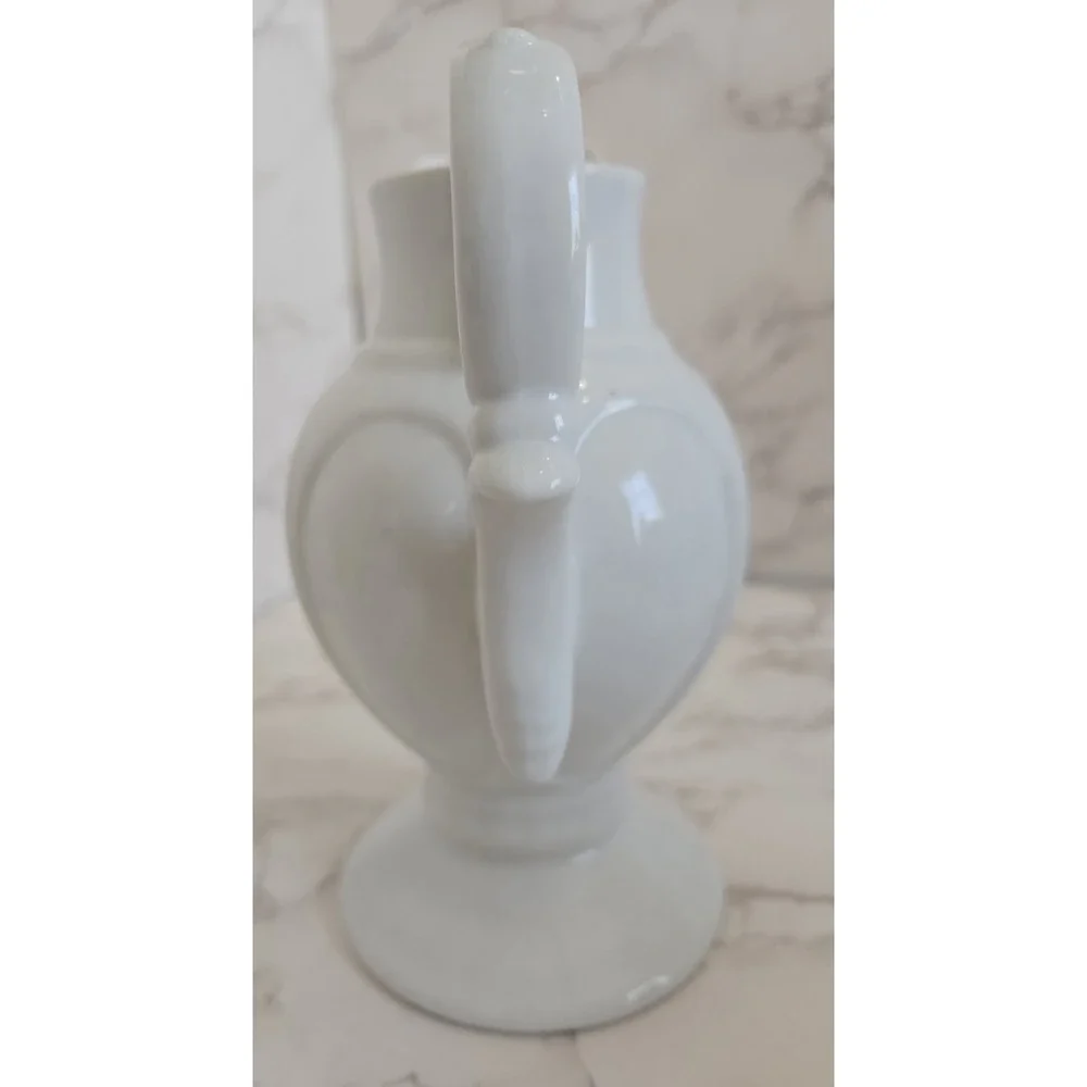 Porcelain‎ Water Pitcher White With Handle Vintage 7.5